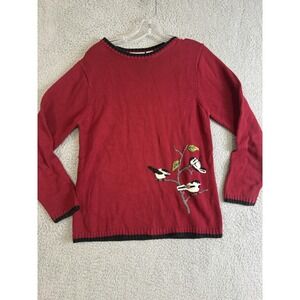 National Wildlife Federation Sweater Womens Small Bird Embroidered Pullover